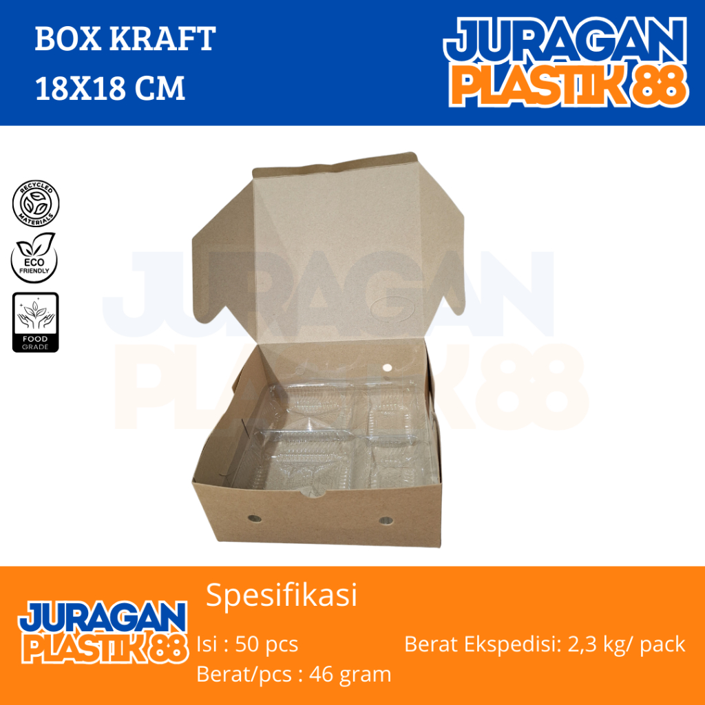 

Box Kraft 18x18 Kotak Nasi Dus Kemasan Makanan 18 x 18 Coklat