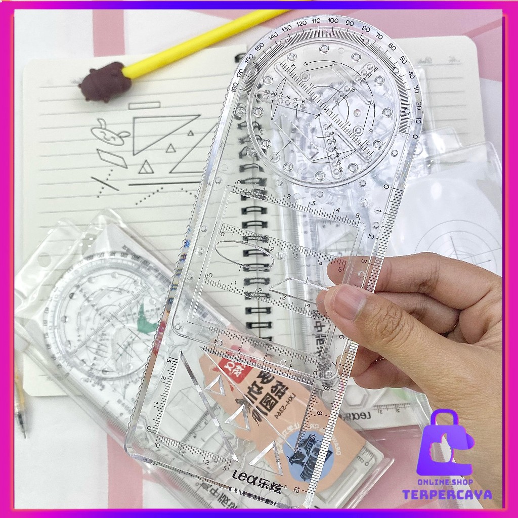 

OST Penggaris Busur Derajat Multifunction Geometric Ruler Rotary Multifungsi Penggaris Geometri Penggaris Busur Derajat Template Gambar Matematika Alat Ukur untuk Perlengkapan Kantor Sekolah Siswa Seni