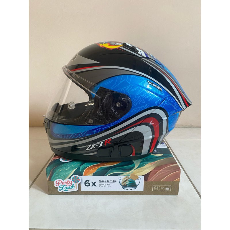 NJS ZX 1R VOYAGER GLOSSY + VISOR IRIDIUM BLUE SIZE L