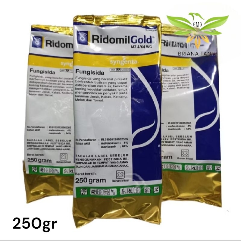 Fungisida Ridomil Gold MZ 4 64 WG 250gr Bahan Aktif Mefenoksam 4%, mankozeb 64% Original Syngenta