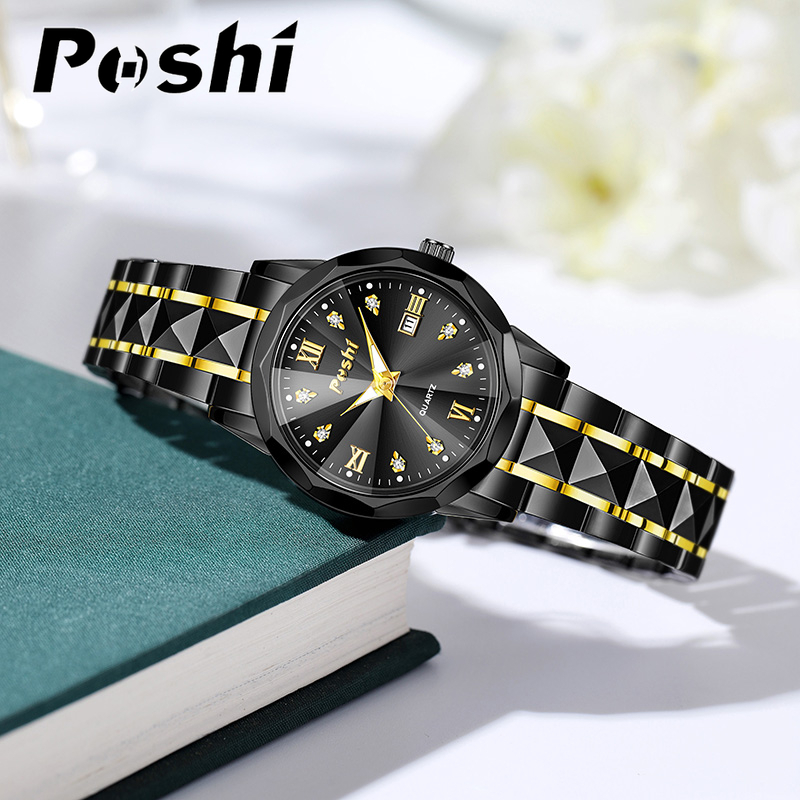 Jam Tangan Wanita Modis Alloy Ringan Tahan Air dengan Kalender Gaya Fashion, - POSHI Watches PS992