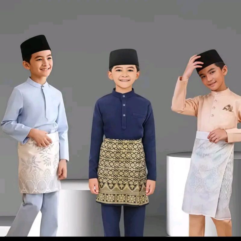 baju Melayu anak laki laki teluk belanga cekak musang setelan muslim koko adat malaysia