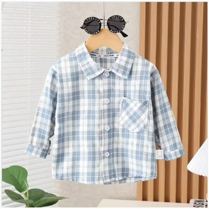 (6 BLN - 5 THN) KEMEJA BAYI LAKI LAKI ANAK COWOK KEREN KOTAK KOTAK HEM PANJANG ANAK LAKI LAKI PAKAIA