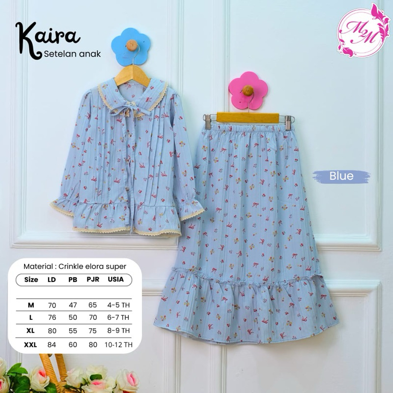 Kaira Setelan Anak Perempuan Lucu Terbaru Lebaran 2025 Atasan dan Rok Motif usia 4-12 tahun