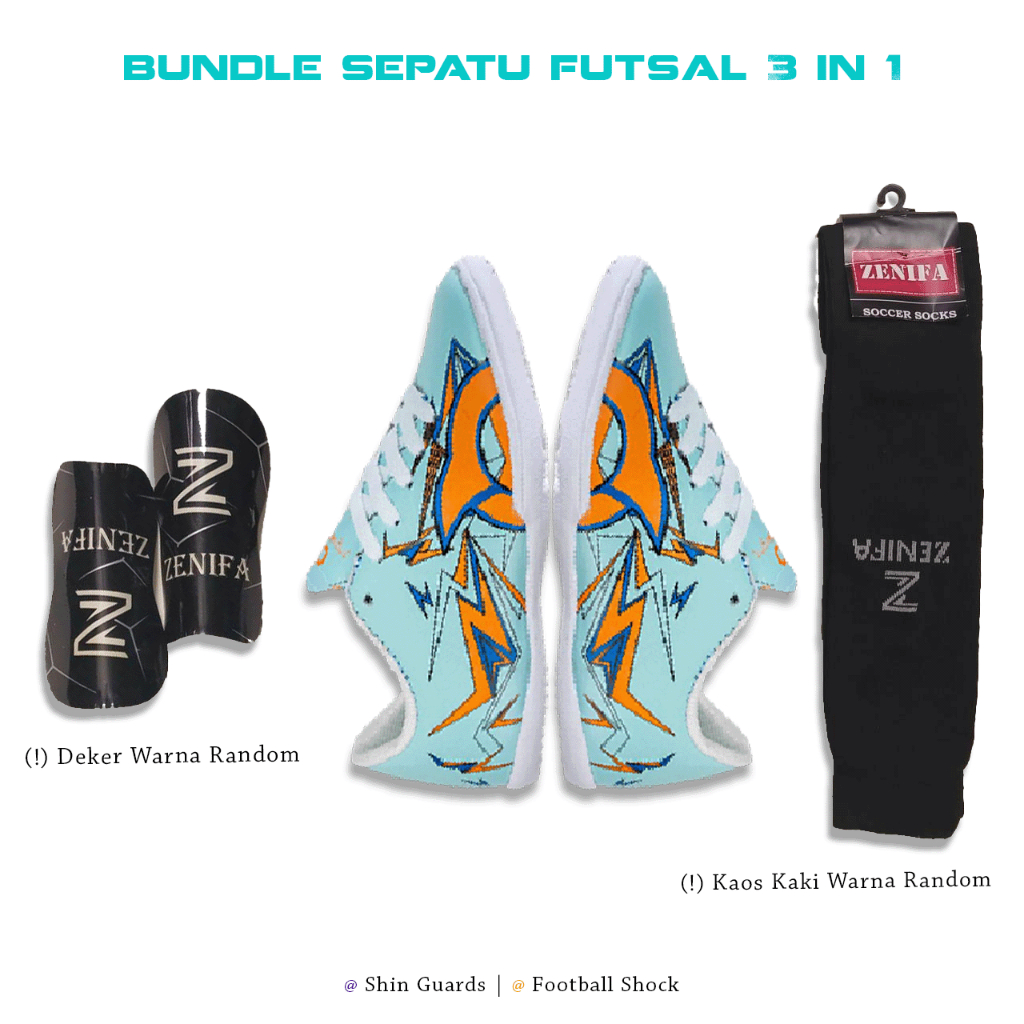 Sepatu Futsal Anak Junior Ortuseight Thunderclap Premium Bonus Kaos Kaki Deker Grade Ori Paket 3 Set