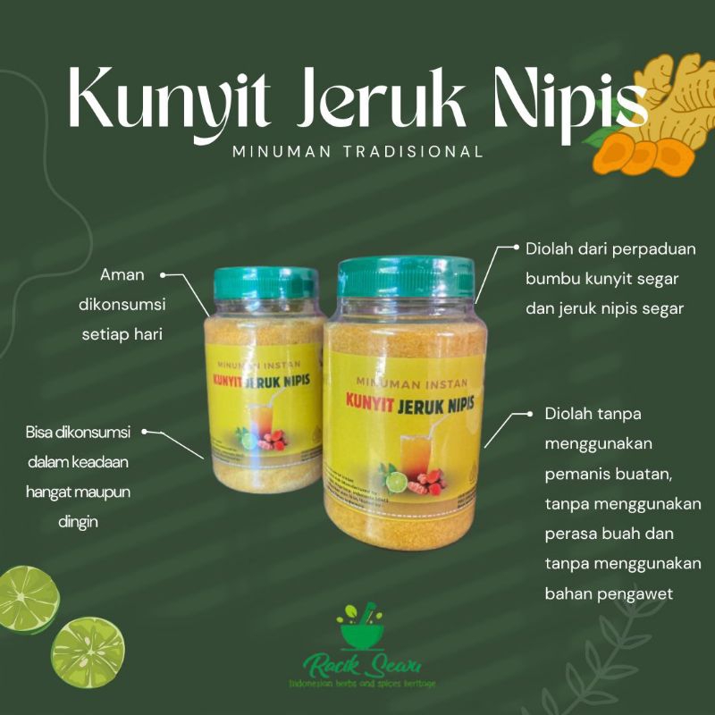 

KUNYIT JERUK NIPIS MINUMAN INSTAN SERBUK 100% BERKHASIAT
