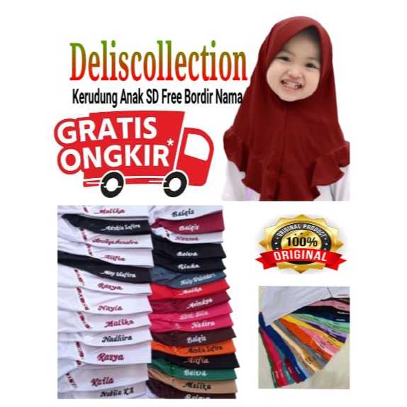 JILBAB/KERUDUNG SD.TK.PAUD FREE BORDIR NAMA