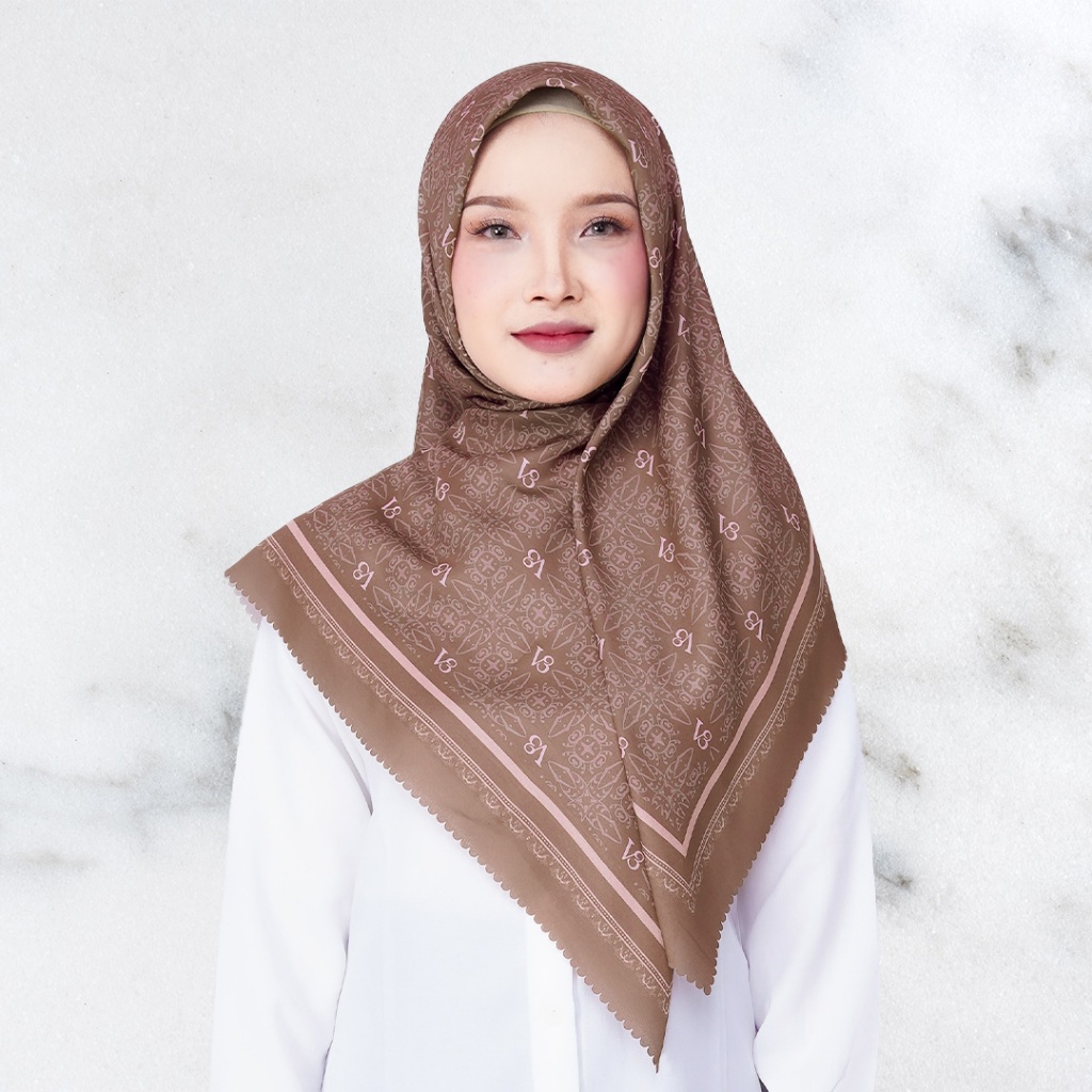 V3Hijab / Mono Retro / Monogram / Hijab / Segiempat / Voal / Motif / Printing / Square / Muslim /