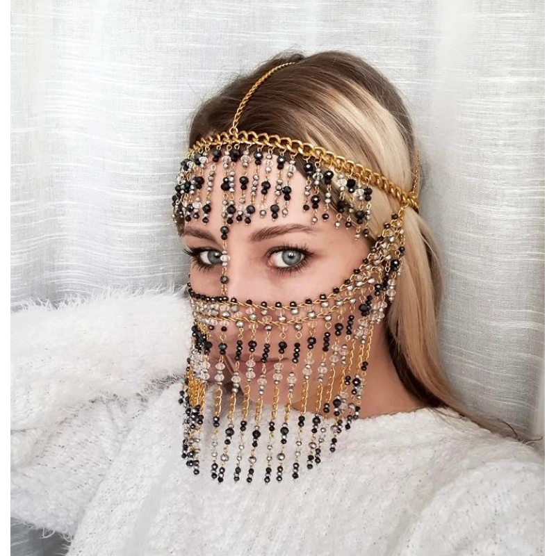 Cadar Diamond Crystal Elegan, Cadar Crystal Warna Hitam dan Silver