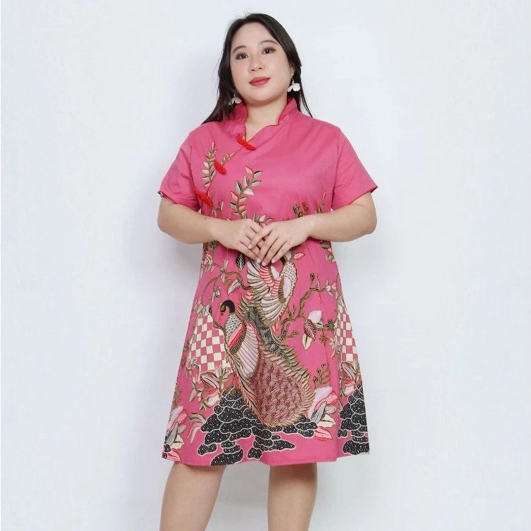 KODE Y65Q BAJU IMLEK BATIK DRESS CHEONGSAM WANITA PREMIUM JUMBO BIG SIZE OVERSIZE XXL XXXL QIPAO CEW