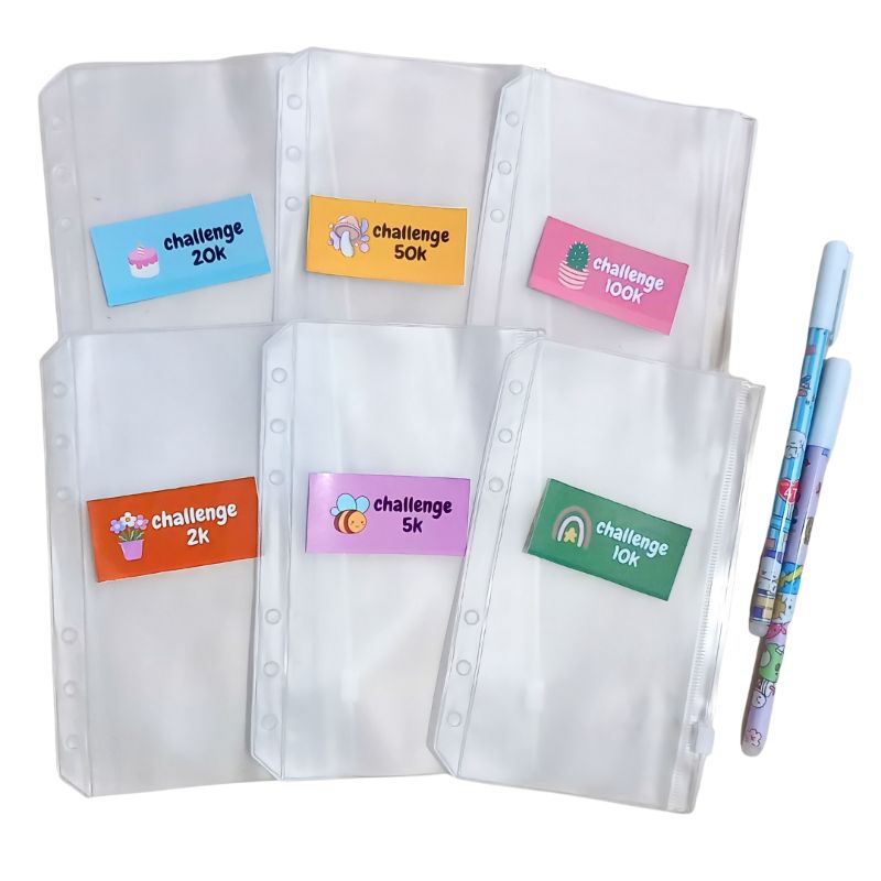 

A6 Zipper Bag Binder/tempat penyimpanan uang | ziplock sleeve warna warni binder/zipper Pocket Ziplock Binder Organizer Pocket Binder Kantong Alat Tulis Sleeve