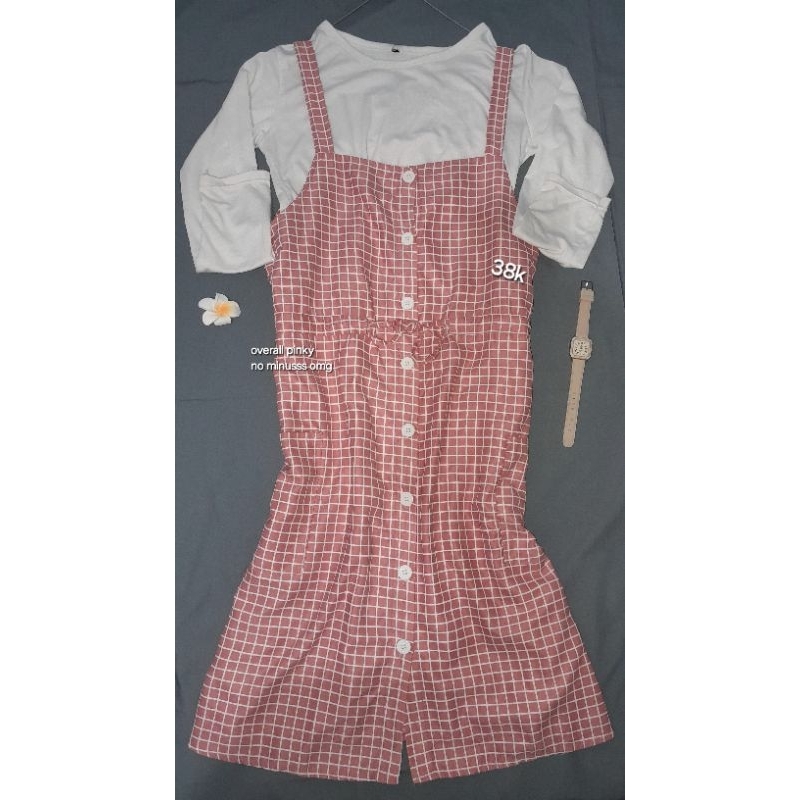 overall, overall pink, preloved
