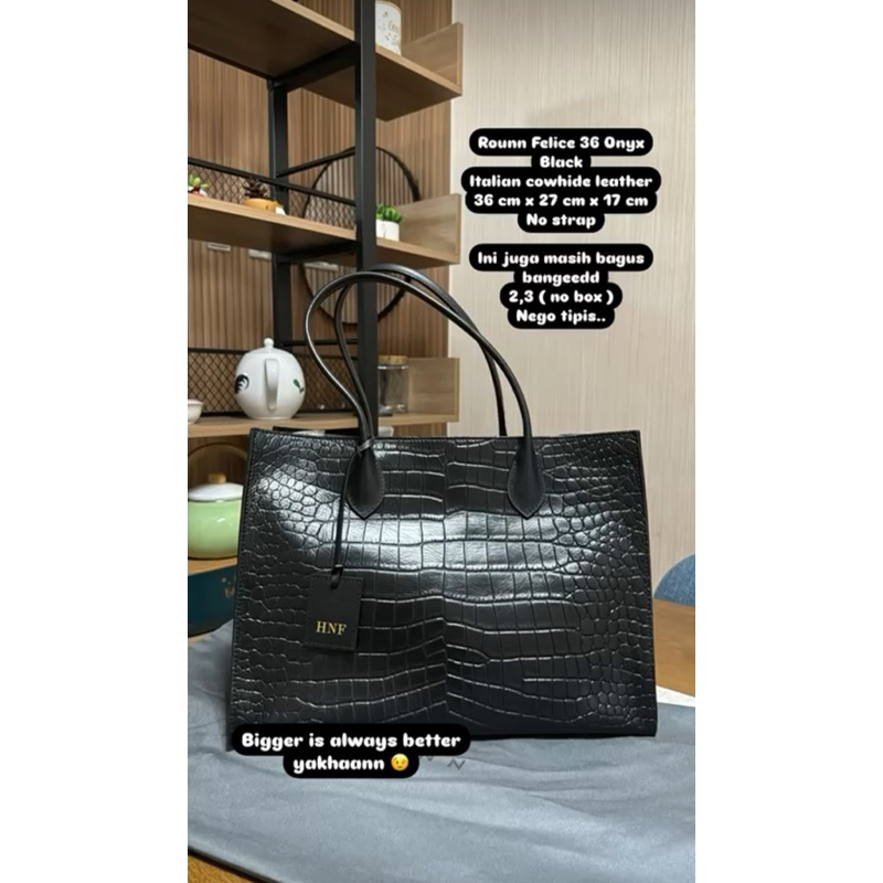 PRELOVED ‼️ Rounn Felice 36 Onyx Black Tote Bag Bagusss Bangett Termurah