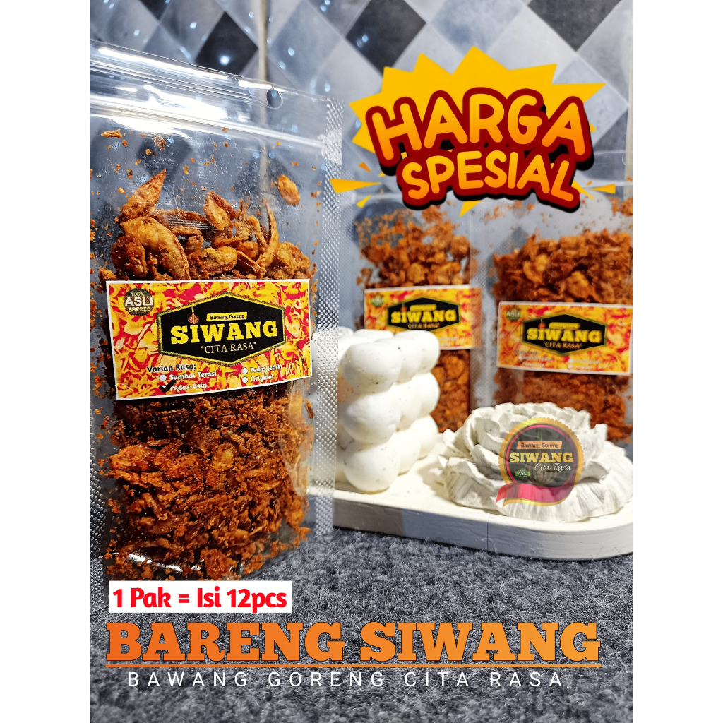 

(Pak) BARENG SIWANG Varian Rasa Kemasan Medium isi 12pcs Bawang Goreng kemasan praktis