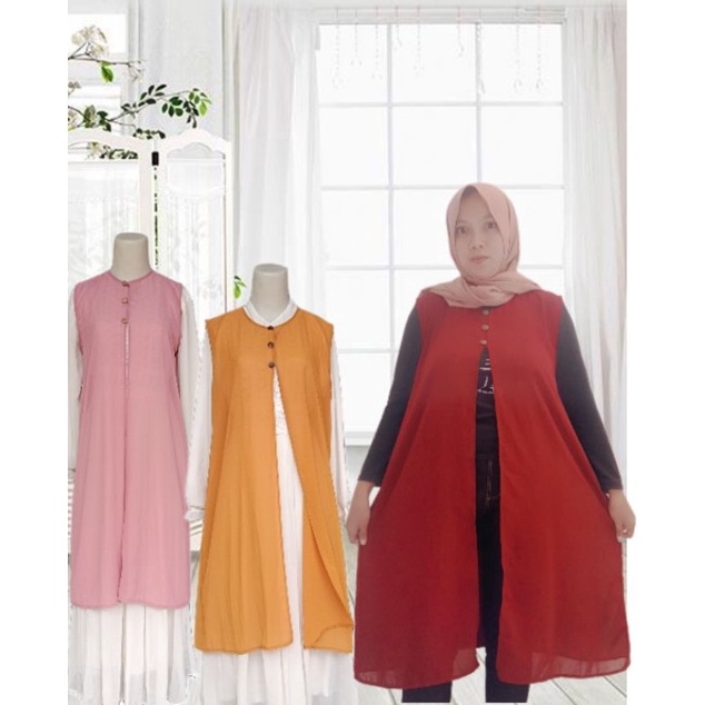 KODE R29Z RR outer cardigan ceruty panjang tanpa lengan outer cardigan ceruty premium grosir