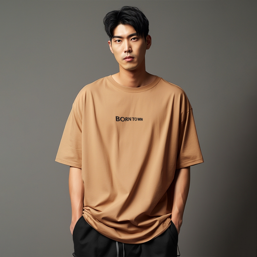 Kaos Oversize Gym Pria Scuba Lux Tebal "Born To Win" Putih MTV12 Hitam MTV13 Khaki MTV14 Navy MTV15