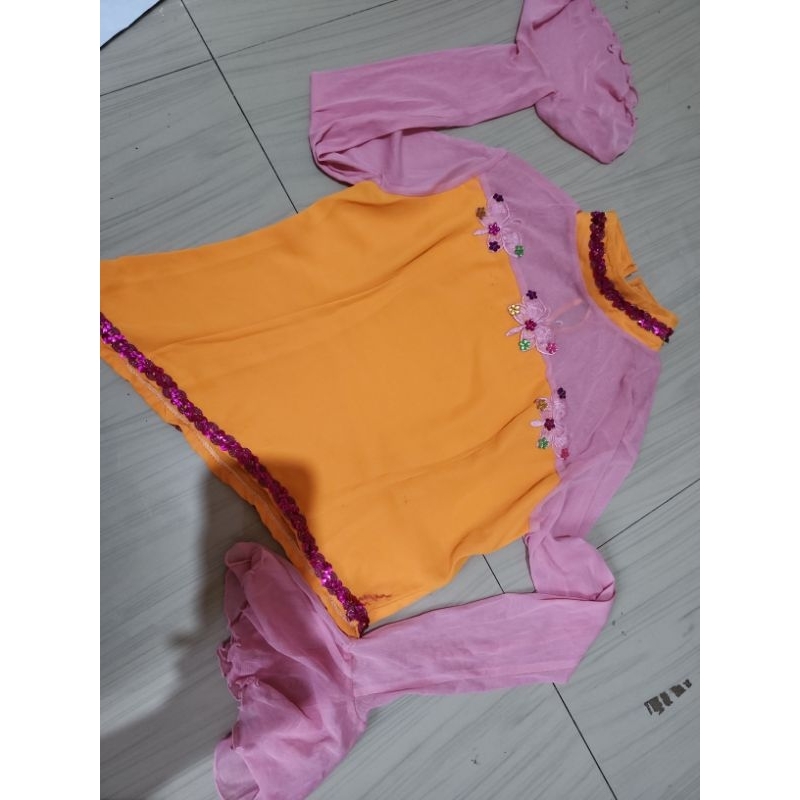 baju pakaian atasan y2k asymetric double tone cute cheerleader dance retro kawaii dollette coquette 