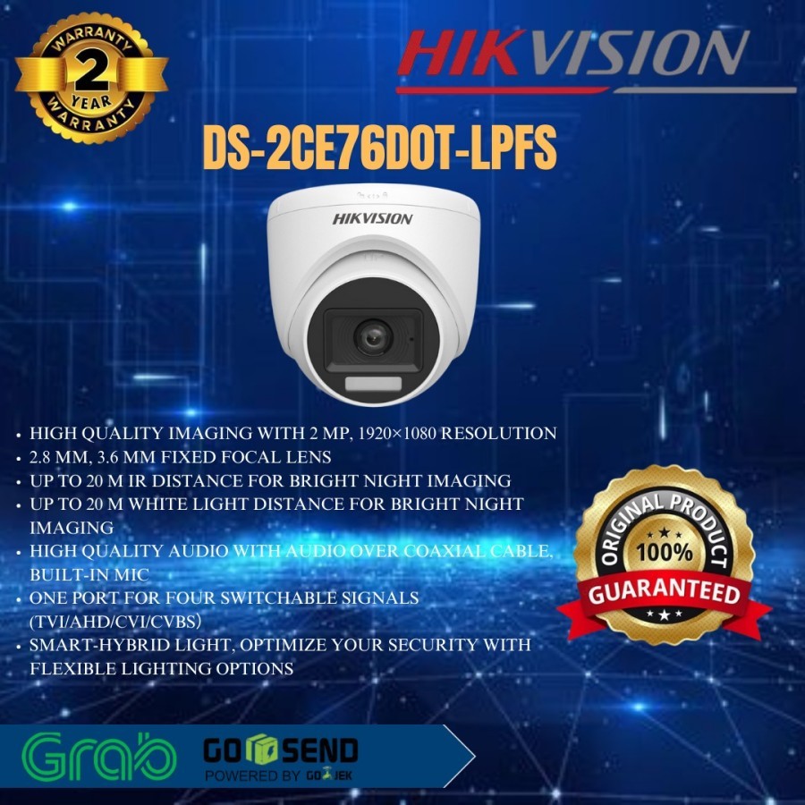 CAMERA HIKVISION ANALOG 2MP INDOOR AUDIO DS-2CE76D0T-LPFS