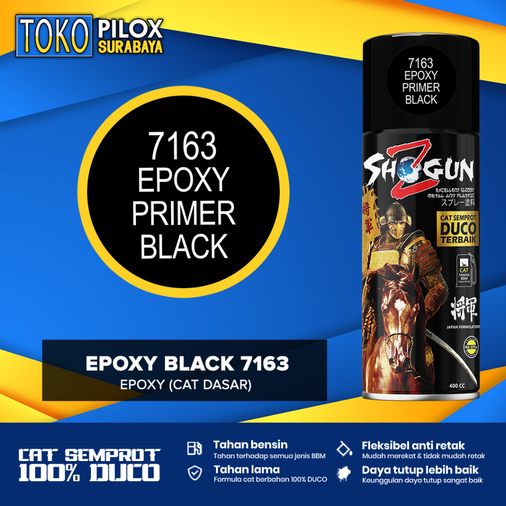 Cat Semprot Duco Warna Dasar Hitam - Shogun Z Duco Epoxy Primer Black 7163 - Cat Otomotif/Aksesoris