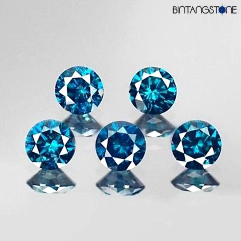 Manik Blue Diamond Isi 5 Pcs 1.2  mm Clarity VVS-VS-SI Natural Berlian Tabur Biru Eropa Africa Asli