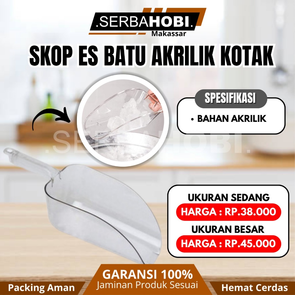 Skop Sekop Scoop Es Batu Akrilik Kotak Tebal Serbaguna