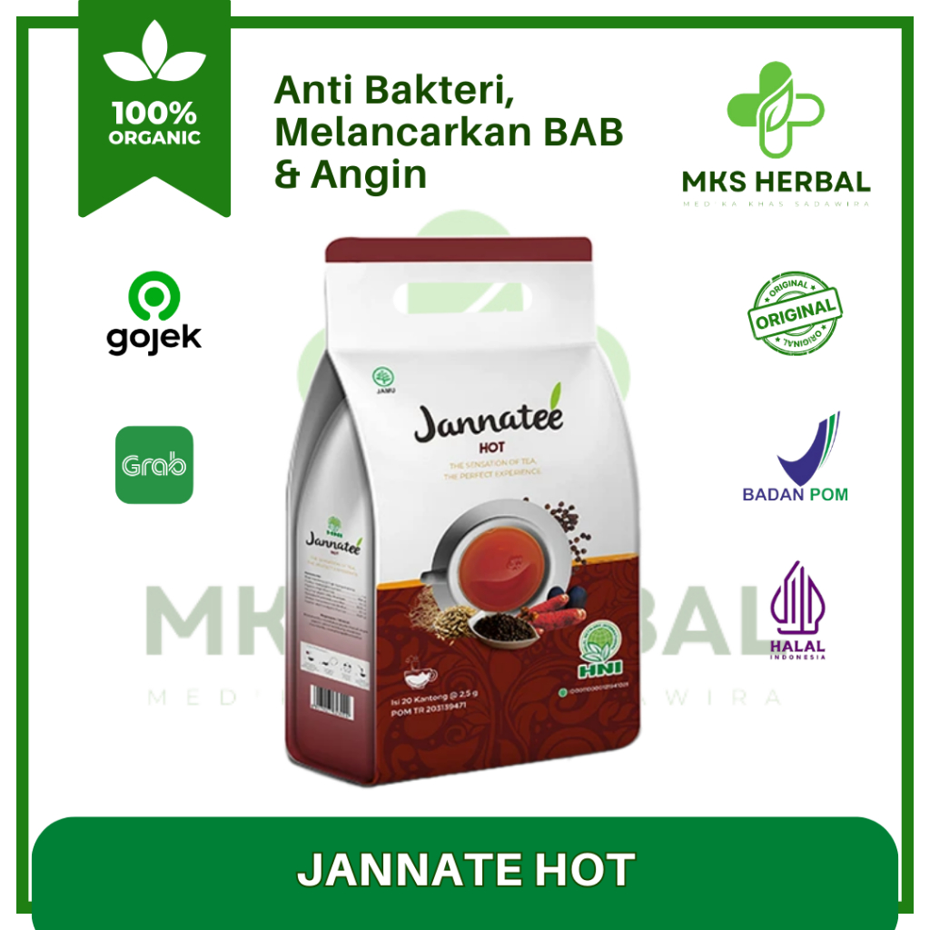 

HNI JANNATEE HOT Teh Herbal Meredakan Gejala Masuk Angin dan Menghangatkan Badan Isi 20 Kantong