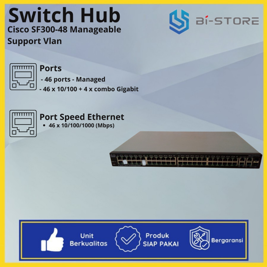 Switch Hub Cisco SF300-48 Manageable Support Vlan Minus 2 Port