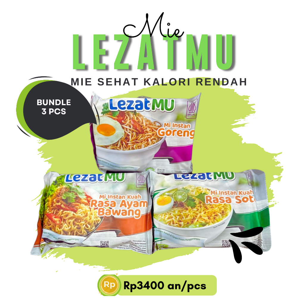 

Mie LezatMU Bundling 3 pcs - Mi Instan - Mi sehat/Mi Oven - Mocaf Low Gluten