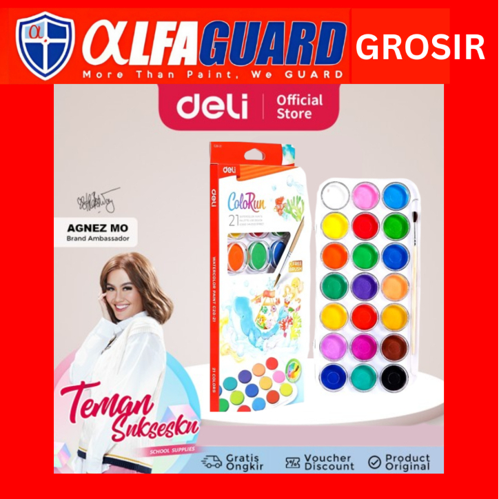 

Deli Cat Air Padat / Watercolor Painting Gratis Kuas 12 ,21 Warna EC20