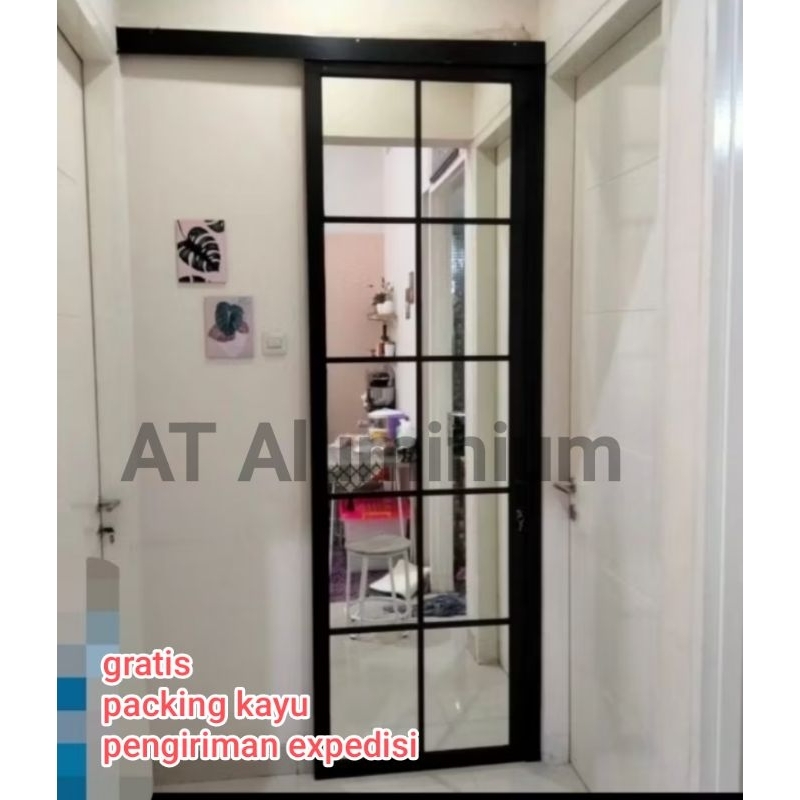 pintu sliding 80x200 ornamen +kusen (free packing kayu)