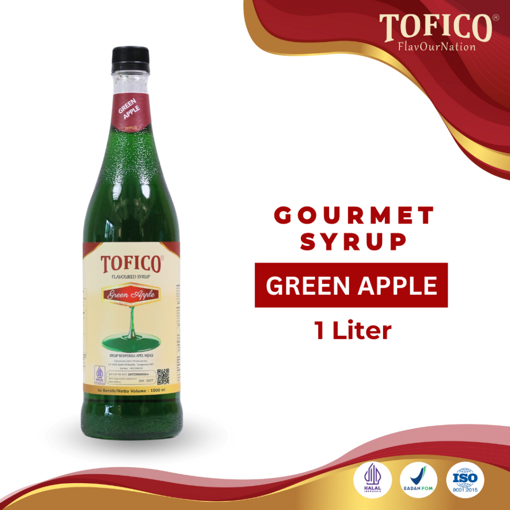 

Syrup Green Apple Tofico / Sirup Rasa Apel Hijau Premium 1 Liter / Tofico Syrup Official