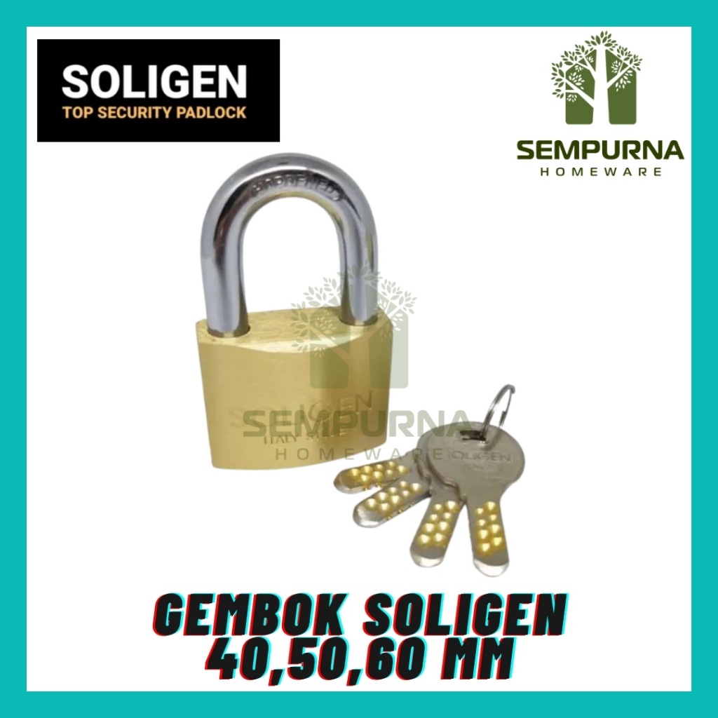 GEMBOK KUNINGAN SOLIGEN ORIGINAL KUNINGAN ASLI 40 MM , 50 MM , 60 MM KECIL BESAR SEDANG BAGUS