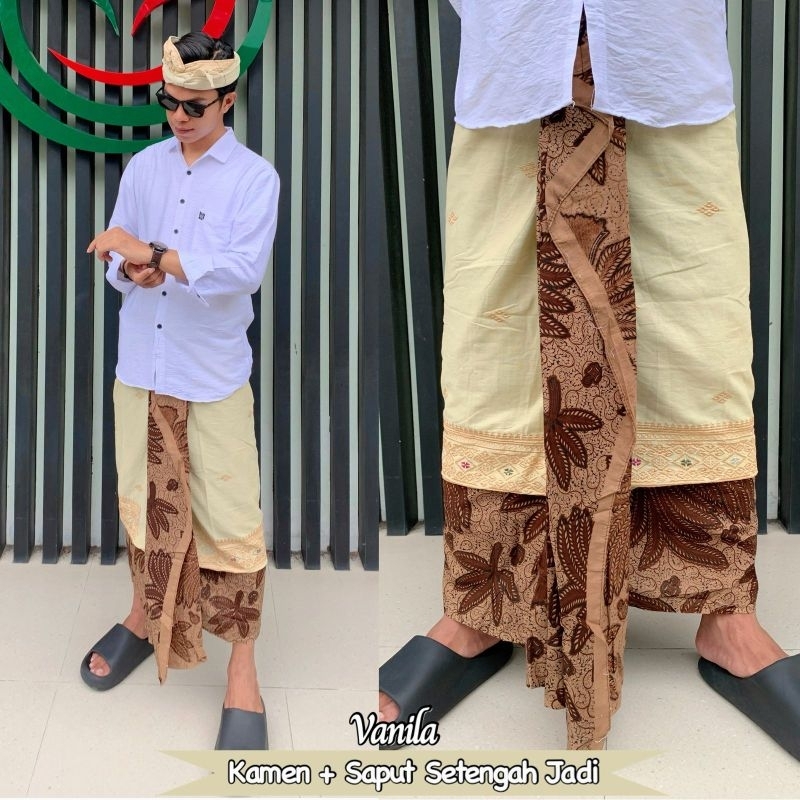 KAMEN SETENGAH JADI BATIK BORDIR INCLUDE UDENG SETENGAH JADI BALI
