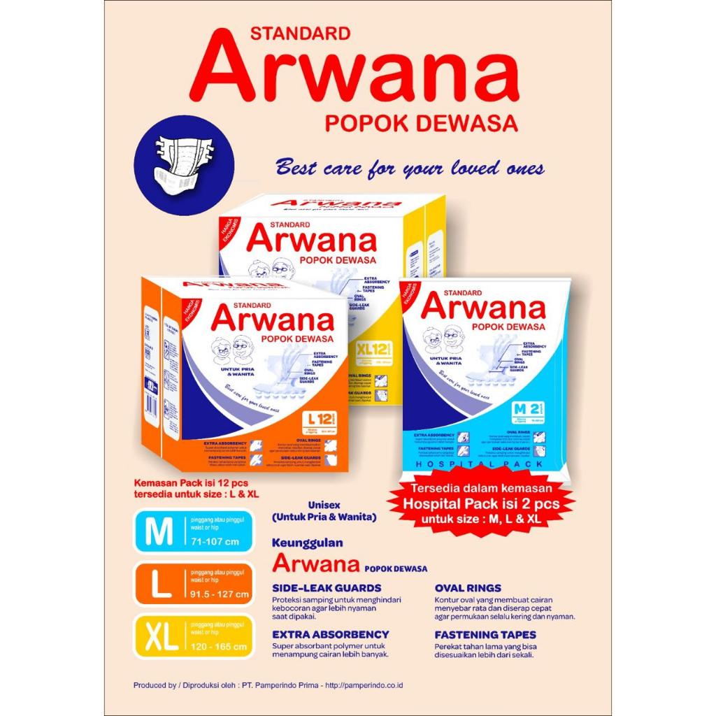 POPOK DEWASA ARWANA ISI 13 PAMPERS DEWASA PEMPES ORANG TUA