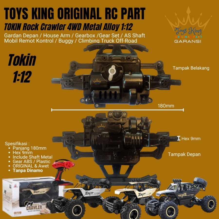 ARIVINDO Gardan Depan / House Arm / Gearbox  /Gear Set RC TOKIN Rock Crawler 4WD Metal 1:12 PART