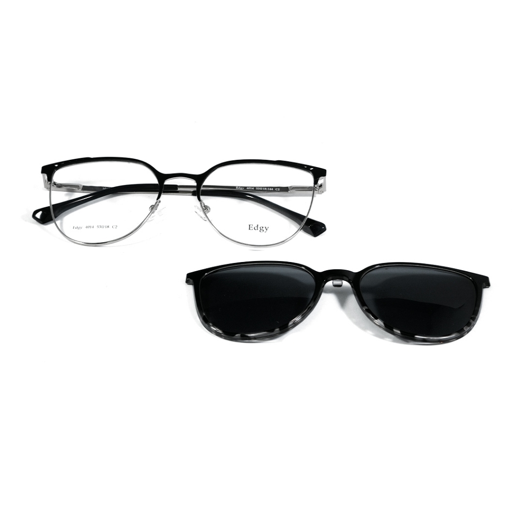 Frame EDGY ; 4014 (WITH CLIP ON) ; C2 (BLACK/SILVER-PZ) - 53