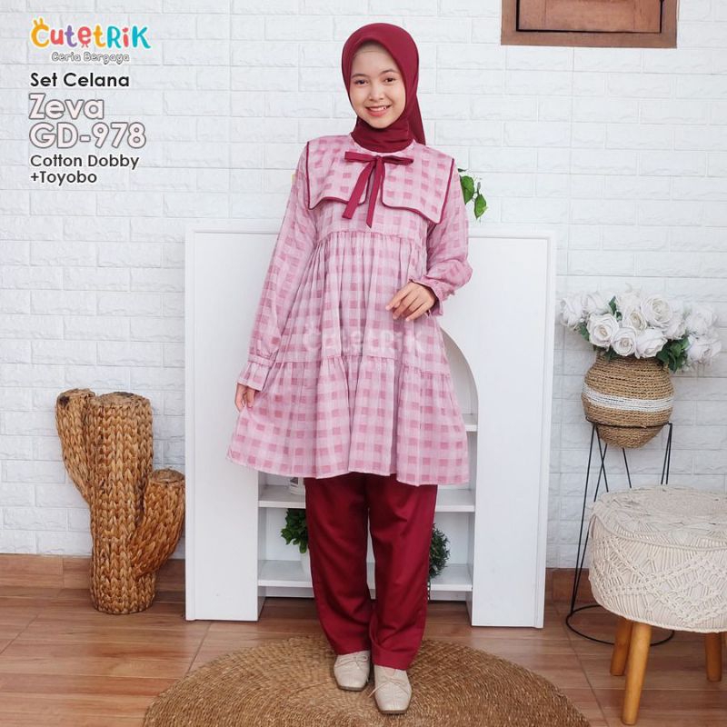 PROMO SALE Cutetrik setelan anak perempuan set tunik celana terbaru umur 2 3 4 5 6 7 8 9 10 11 12 13