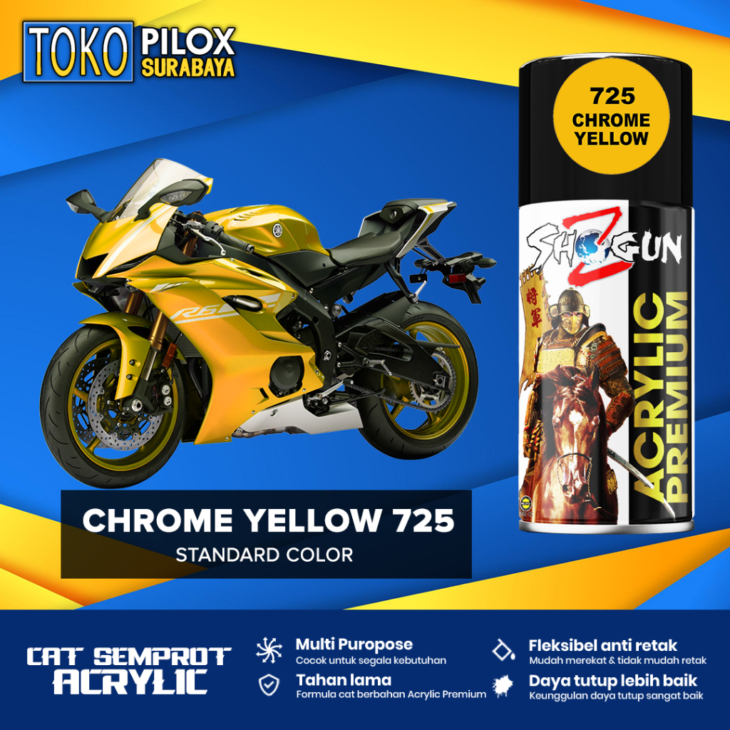 Cat Semprot Pilox Shogun Z 300CC Acrylic Premium Chrome Yellow 725 - Aksesoris Lemari/Pintu/Kaca/Mej