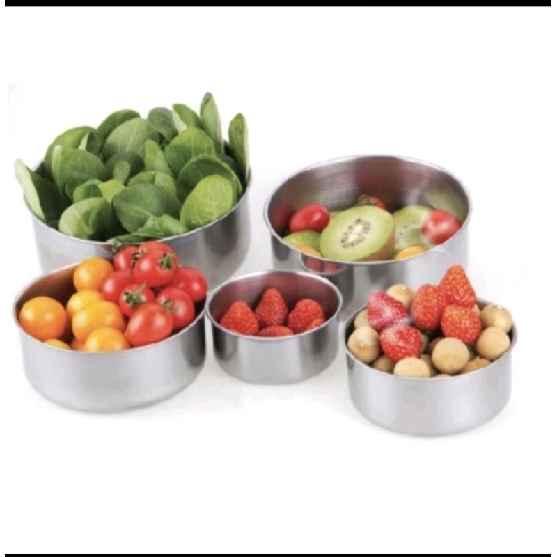 HOT PRODUCT RANTANG SUSUN STAINLESS ISI 5 PCS/MANGKOK STAINLESS/RANTANG SUSUN 5 IN 1 +TUTUP