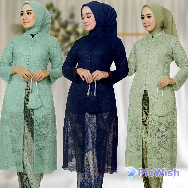 Atasan Kebaya Brukat Tunik Busui Baju Kurung Kancing Seribu Kebaya Kondangan Nikahan Dan Wisuda