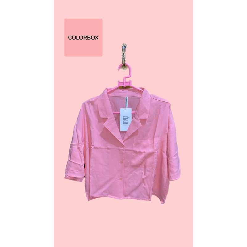 KEMEJA PINK crop top COLORBOX