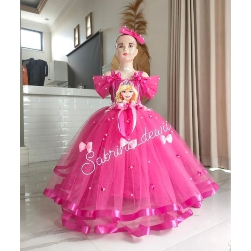 gaun barbie anak/ dress ulang tahun anak perempuan