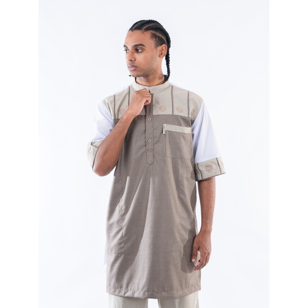 KAMILIANO Kurta Lengan Pendek Pria TABISH - BROWN