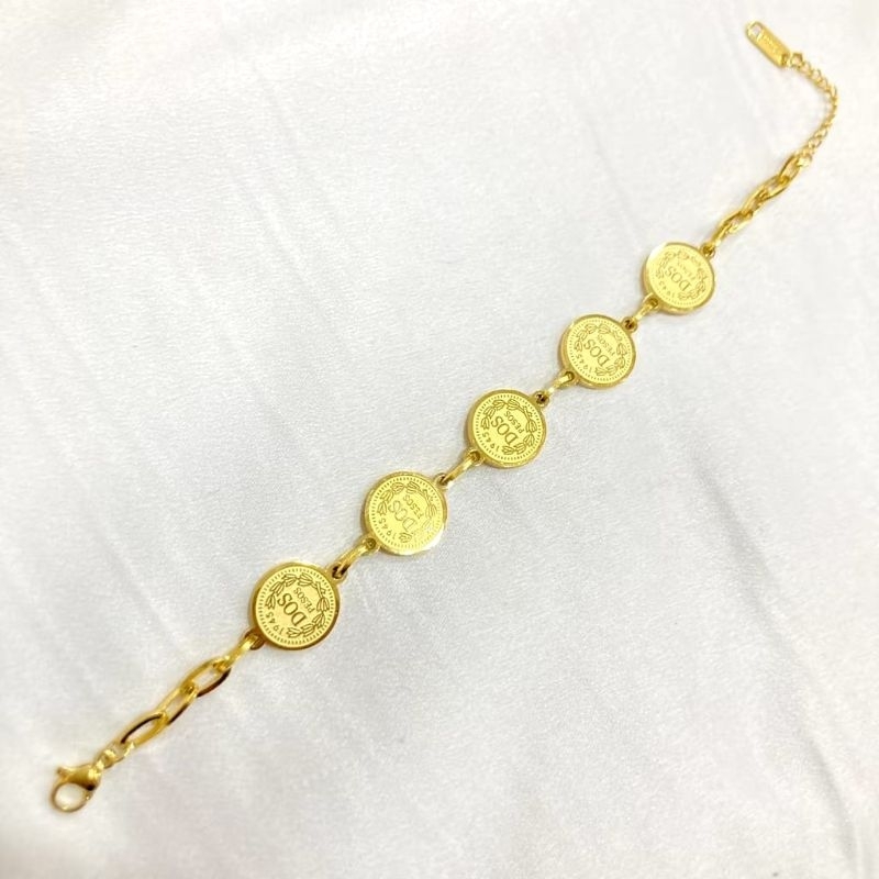 Gelang rantai titanium model koin emas 5
