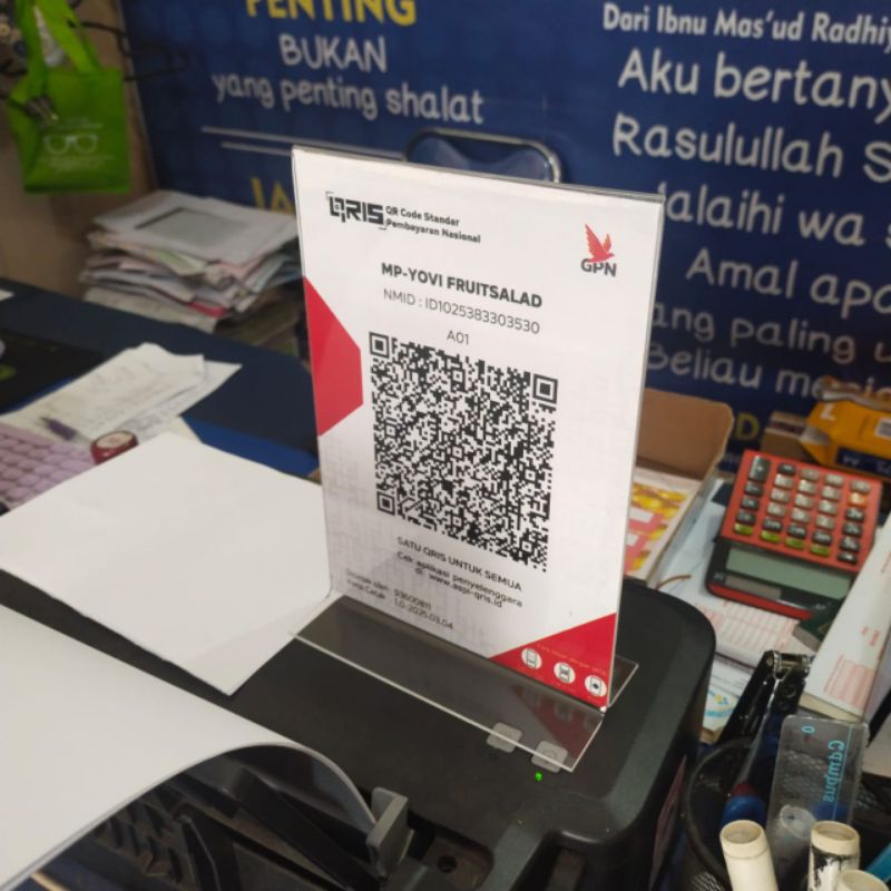 Standing Qris Ukuran A5 Akrilik Beserta Print Cetak Qris