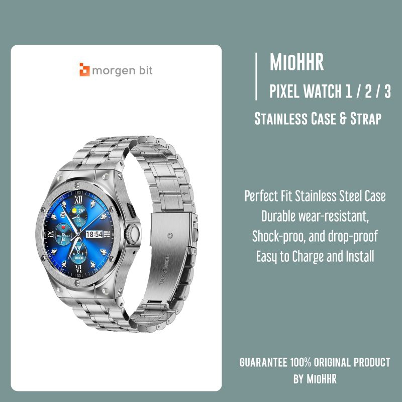 Watch Strap Stainless Steel Case and Band by MioHHR Compatible for Google Pixel Watch 1 / Google Pix