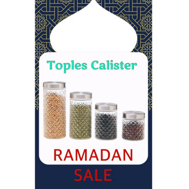 Toples kue lebaran/TOPLES Canister KACA (1 SET ISI 4 PCS) | TOPLES SET MULTIFUNGSI