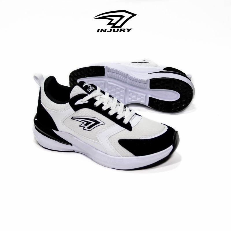 DISKON INJURY - SEPATU RUNNING PRIA WANITA SEPATU KASUAL UNISEX EVEREST PUTIH HITAM