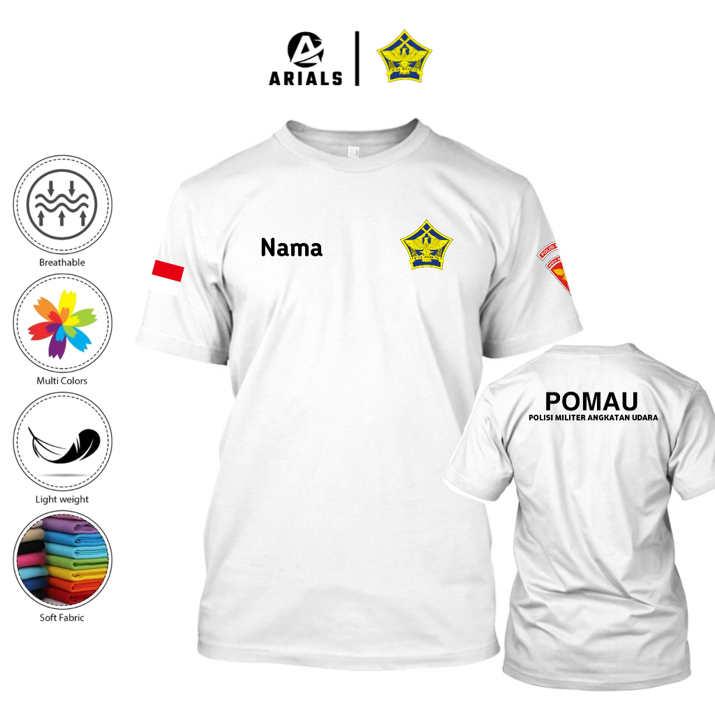 Arials Kaos Baju POMAU Polisi Militer Angkatan Udara