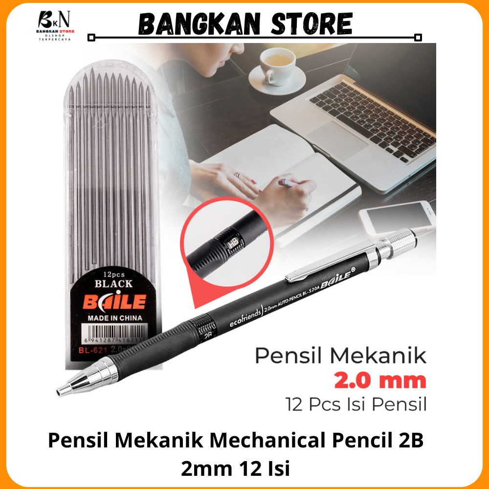 

Pensil Mekanik BAILE Mechanical Pencil 2B 2mm 12 Isi - BL-621
